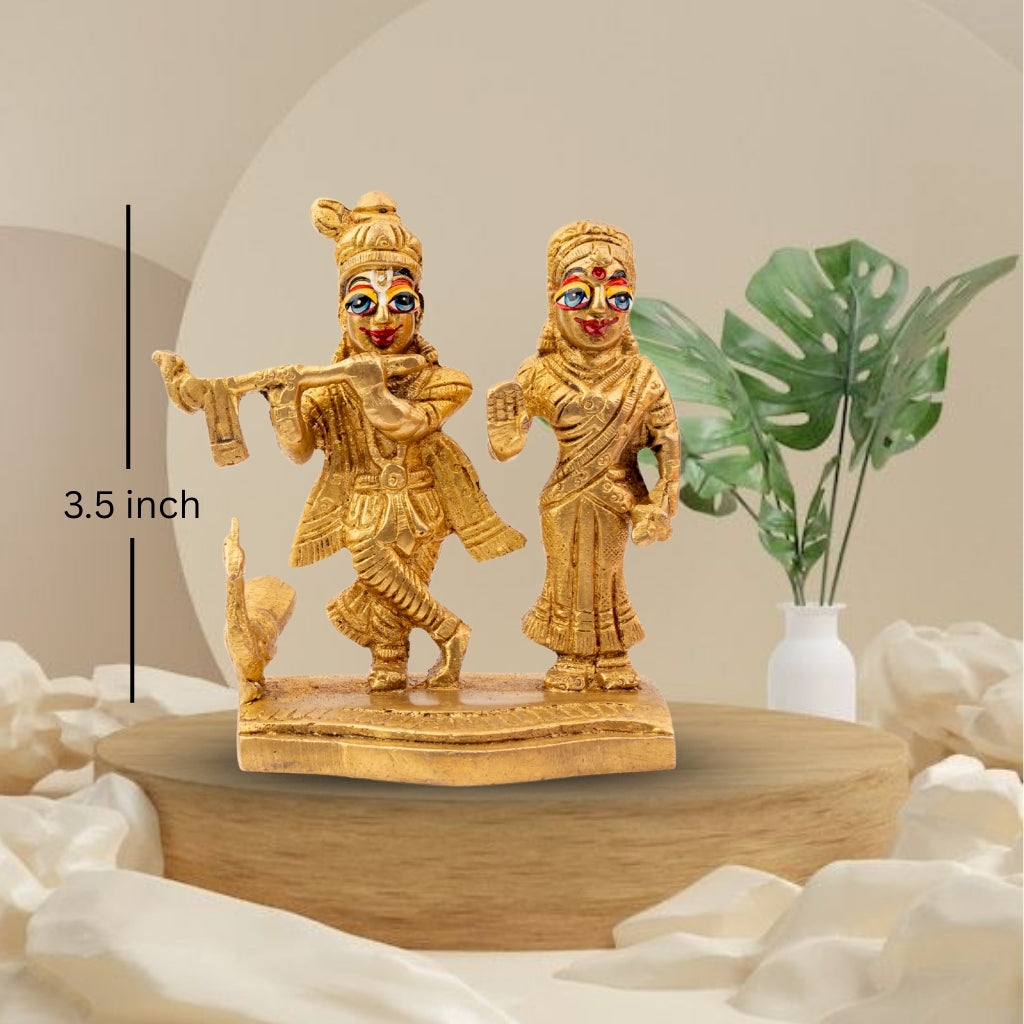 Buy Radha Krishna Brass Idol with Blue eyes