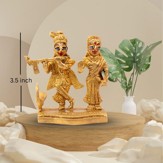 Buy Radha Krishna Brass Idol with Blue eyes
